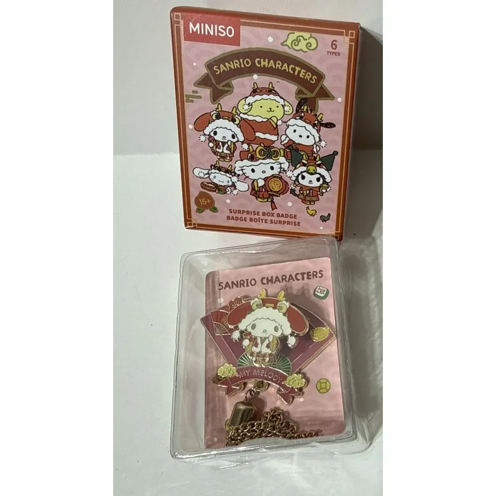 2025 Miniso Sanrio Surprise Box Badge My Melody Metal Pin 3D Jewelry Opened‎ Box
